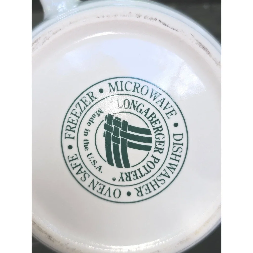 Longaberger‎ Pottery Woven Traditions White Ceramic Batter Bowl with Handle